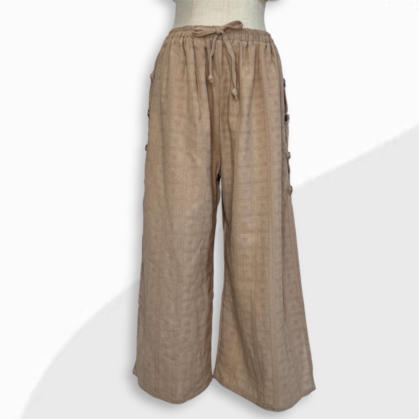 Side Button Gauze Pants