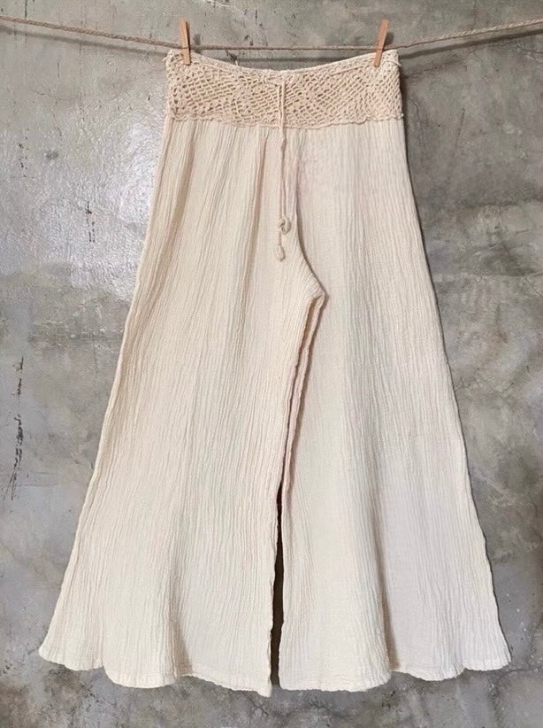 Waist Crochet Cotton Pants