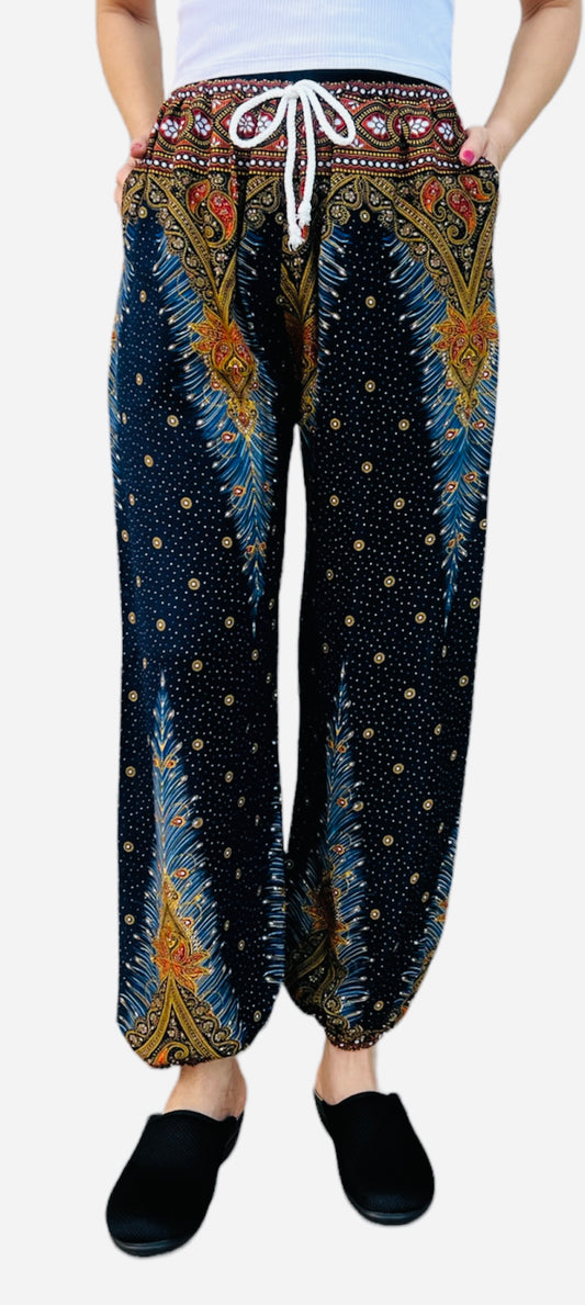 Harem Pants 2 Pockets - Peacock 2 Way - Navy Blue