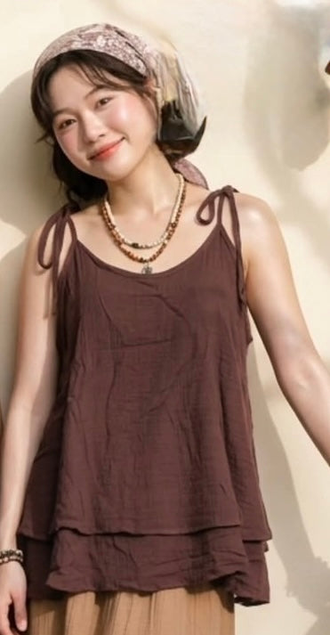 Gauze Double-Layer Cami Top