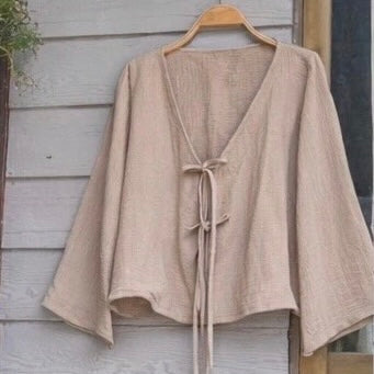 Gauze Double Tie -Front Cardigan