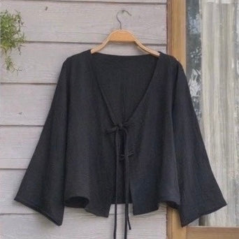 Gauze Double Tie -Front Cardigan