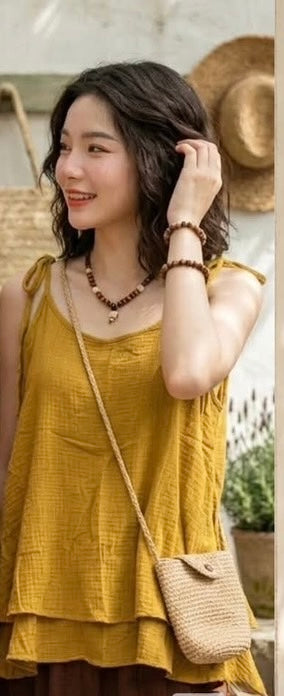 Gauze Double-Layer Cami Top