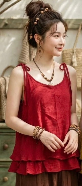 Gauze Double-Layer Cami Top