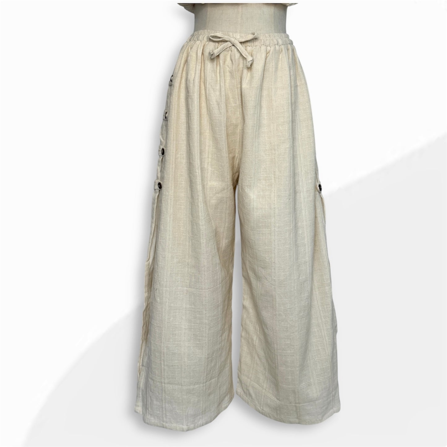Side Button Gauze Pants