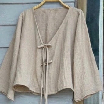 Gauze Double Tie -Front Cardigan