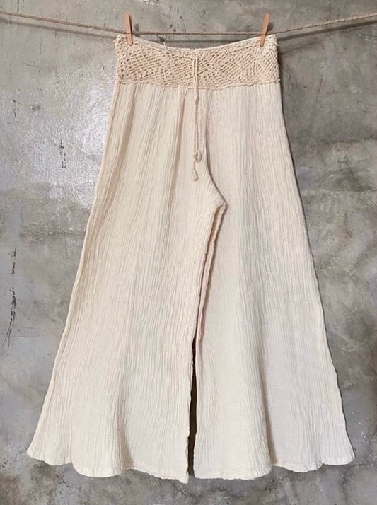 Waist Crochet Cotton Pants