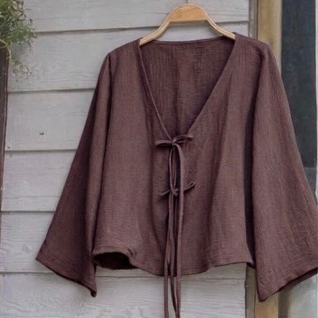 Gauze Double Tie -Front Cardigan