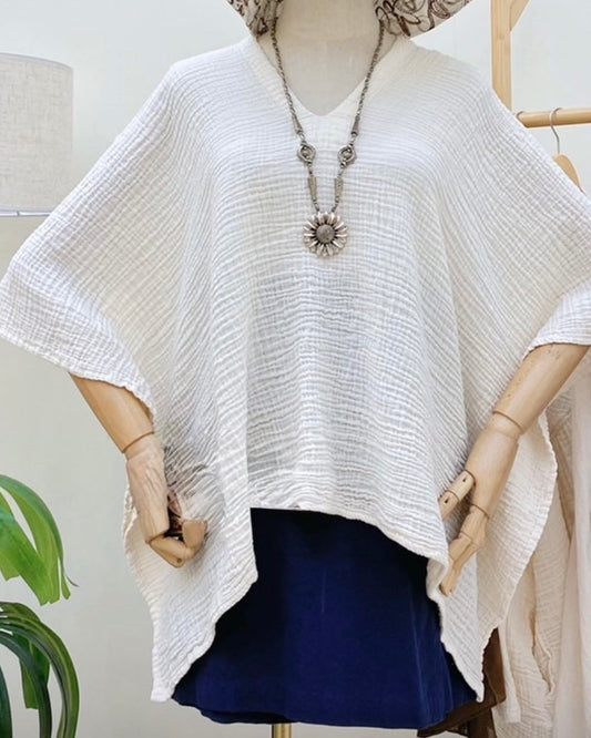 Gauze Batwing Top