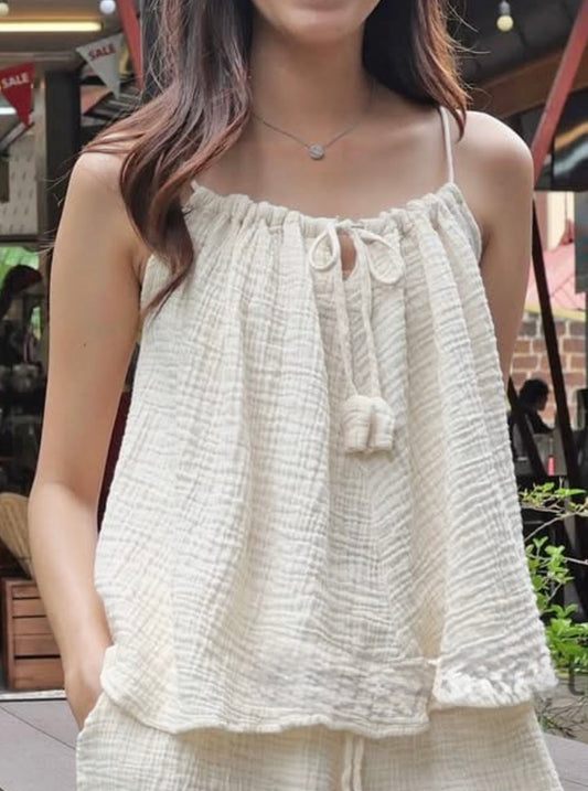Gauze Drawstring Tie Cami