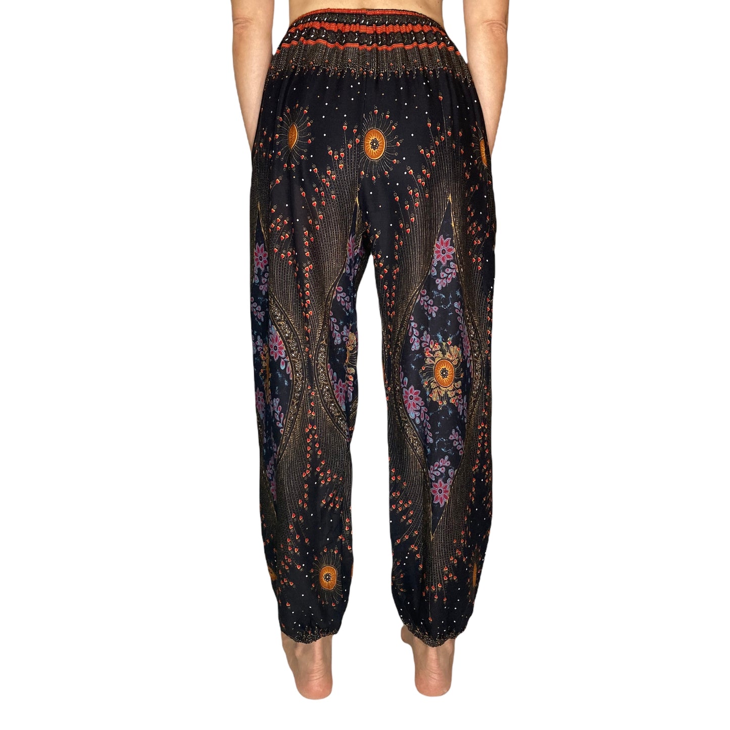 Harem Pants 2 Pockets - Peacock Eyes - Black